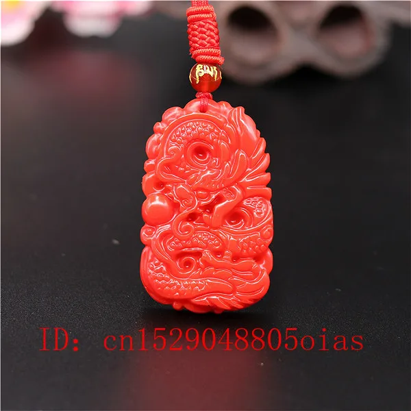 Men'S Fashion Jewelry - Natural Red Coral Jade Stone Dragon