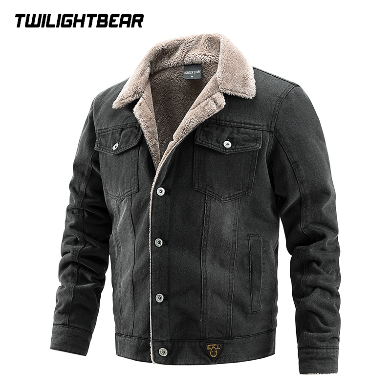 Mens Fashion Denim Jacket - Winter Men's Denim Jackets Fleece cowboy