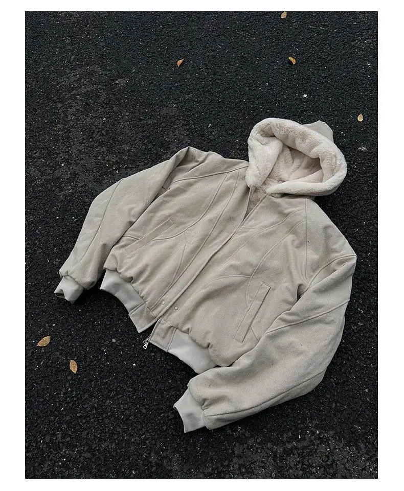 Men'S Fashion Zipper Jacket - American 2000s Vintage Subculture Khaki Wool