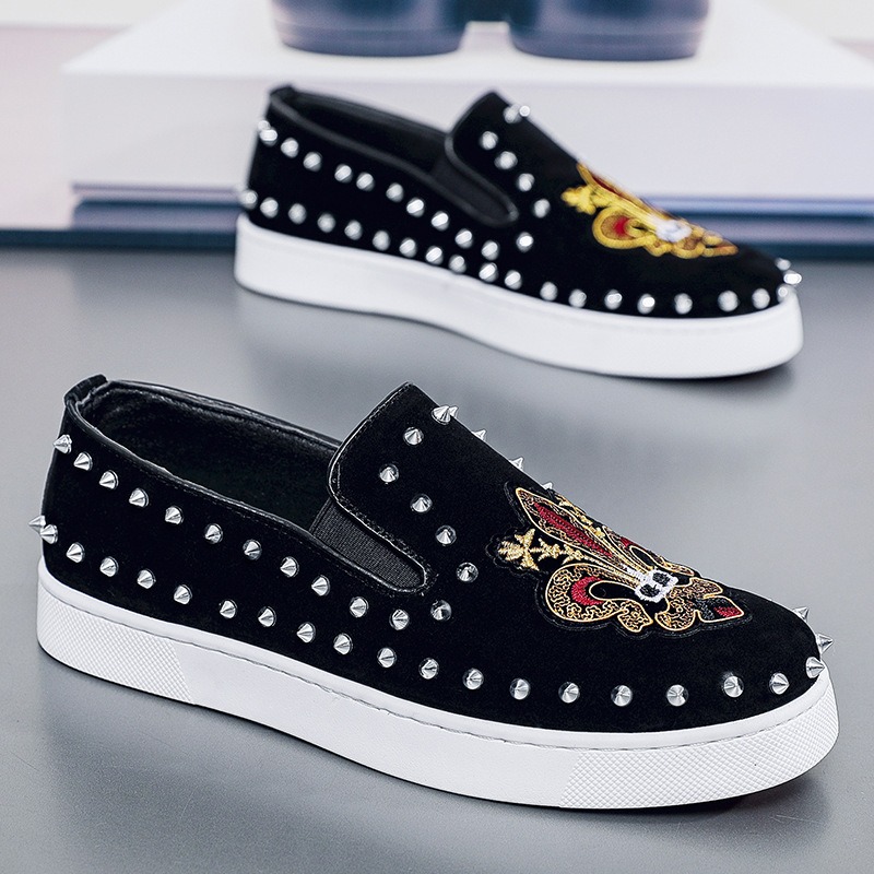 Rivets Embroidery Coiffeur Bla - огляд і ціна Suede Loafers Men