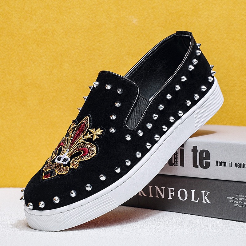 Rivets Embroidery Coiffeur Bla - огляд і ціна Suede Loafers Men