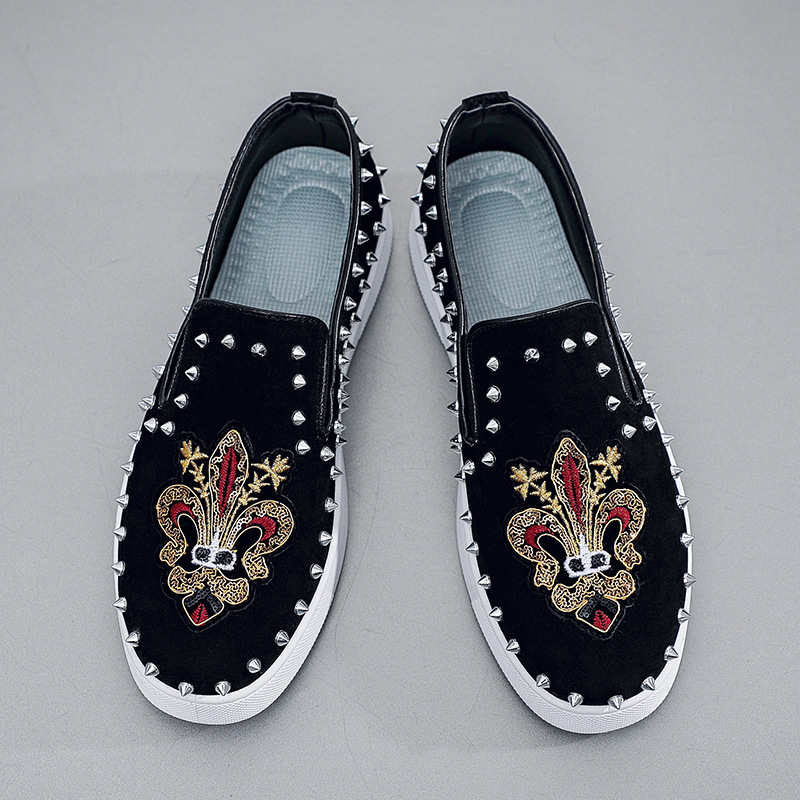 Rivets Embroidery Coiffeur Bla - огляд і ціна Suede Loafers Men