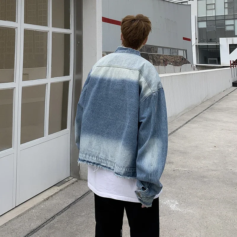 American Retro Hip Pop Raw Edg - огляд і ціна Mens Fashion Denim Jacket