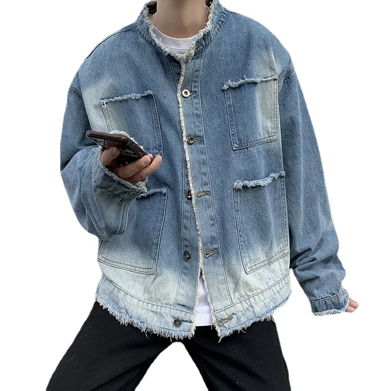 American Retro Hip Pop Raw Edg - огляд і ціна Mens Fashion Denim Jacket