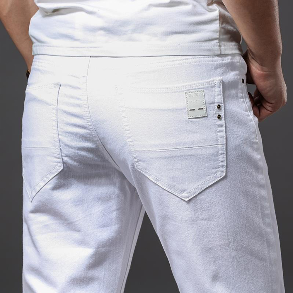Men White Jeans Elasticity Str - огляд і ціна Men'S Fashion For 60 Year Old