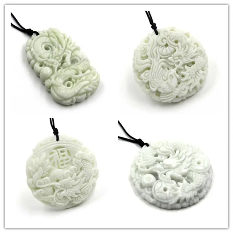 Natural White jade Dragon Phoe - огляд і ціна Men'S Fashion Jewelry