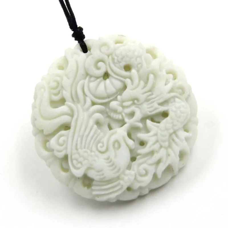 Natural White jade Dragon Phoe - огляд і ціна Men'S Fashion Jewelry