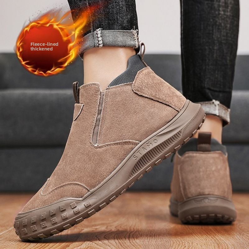 Winter Men's Shoes Plush Warm  - огляд і ціна Suede Loafers Men