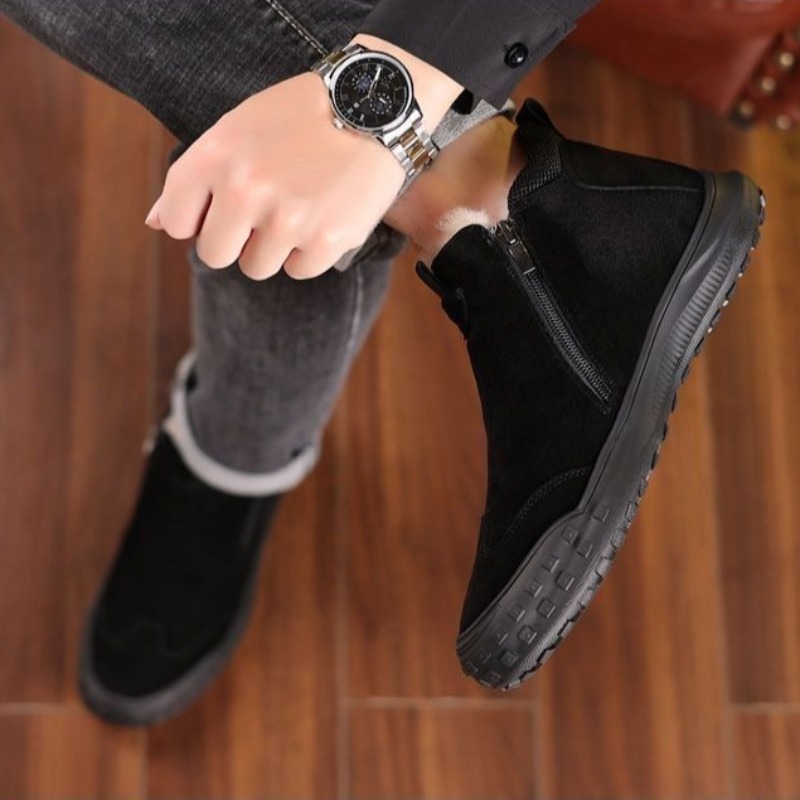 Winter Men's Shoes Plush Warm  - огляд і ціна Suede Loafers Men