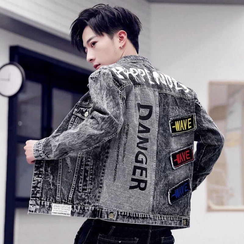 Button Hip Hop Casual Slim Sho - огляд і ціна Mens Fashion Denim Jacket