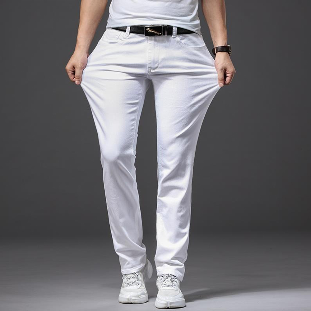 Men White Jeans Elasticity Str - огляд і ціна Men'S Fashion For 60 Year Old