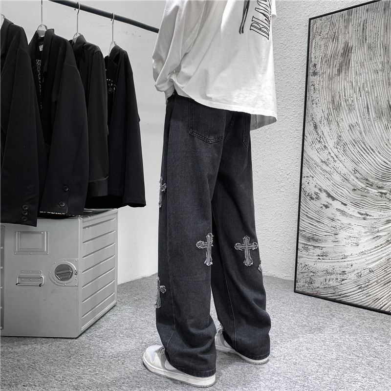 Men Cross Print Jeans Autumn W - огляд і ціна Men'S Fashion For 60 Year Old