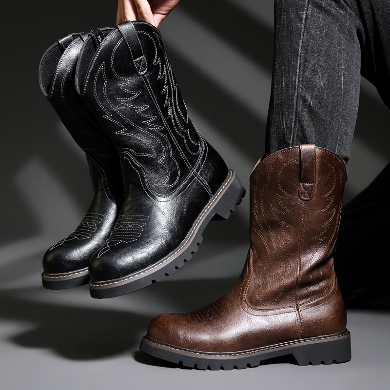 Fashion Mens Cowboy Boots New  - огляд і ціна Men Fashion Vintage