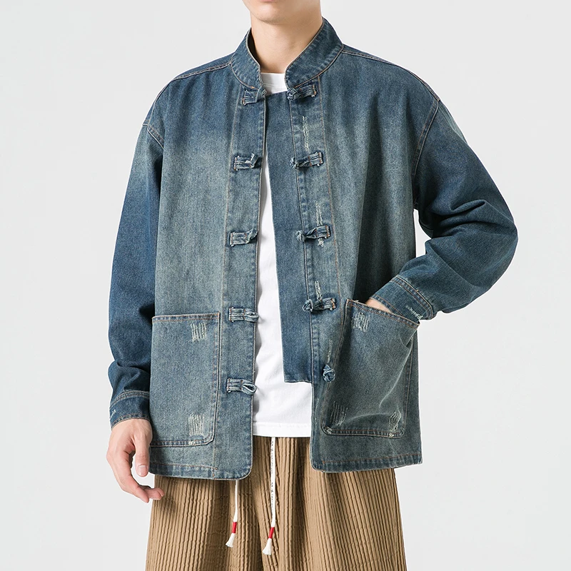 Chinese Style Denim Jacket Men - огляд і ціна Mens Fashion Denim Jacket