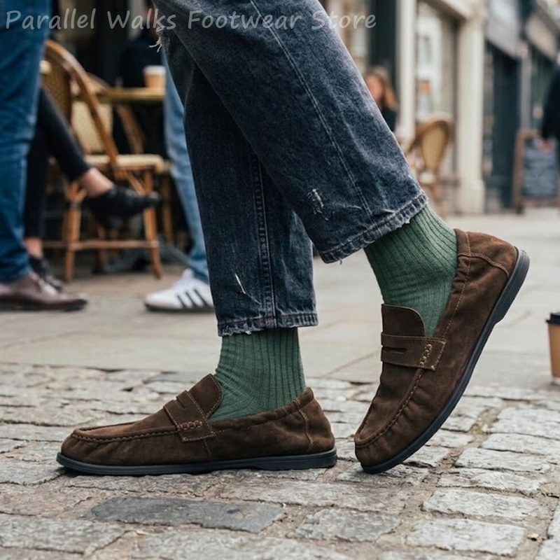 Men Soft Suede Loafers Elastic - огляд і ціна Suede Loafers Men